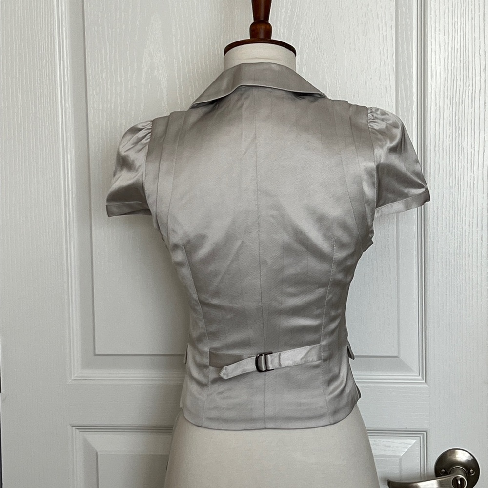 Bebe Silver Satin Double-Breasted Pencil SET - Picture 6 of 12